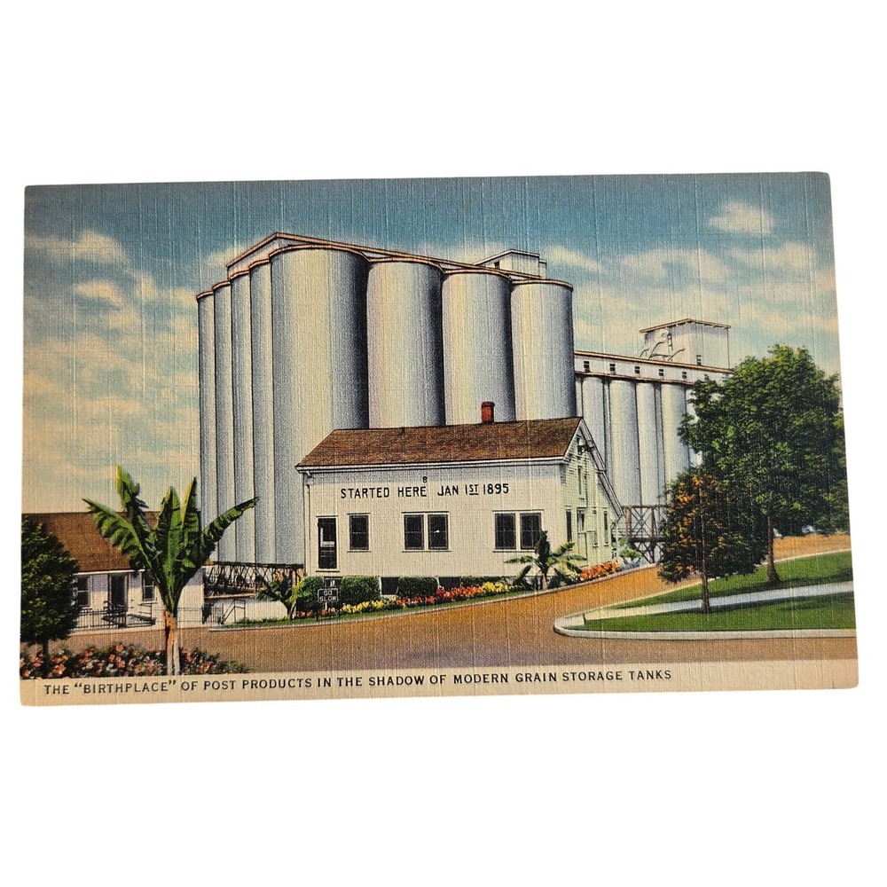 Vintage Post Products Birthplace Postcard Battle Creek Michigan Linen Ephemera